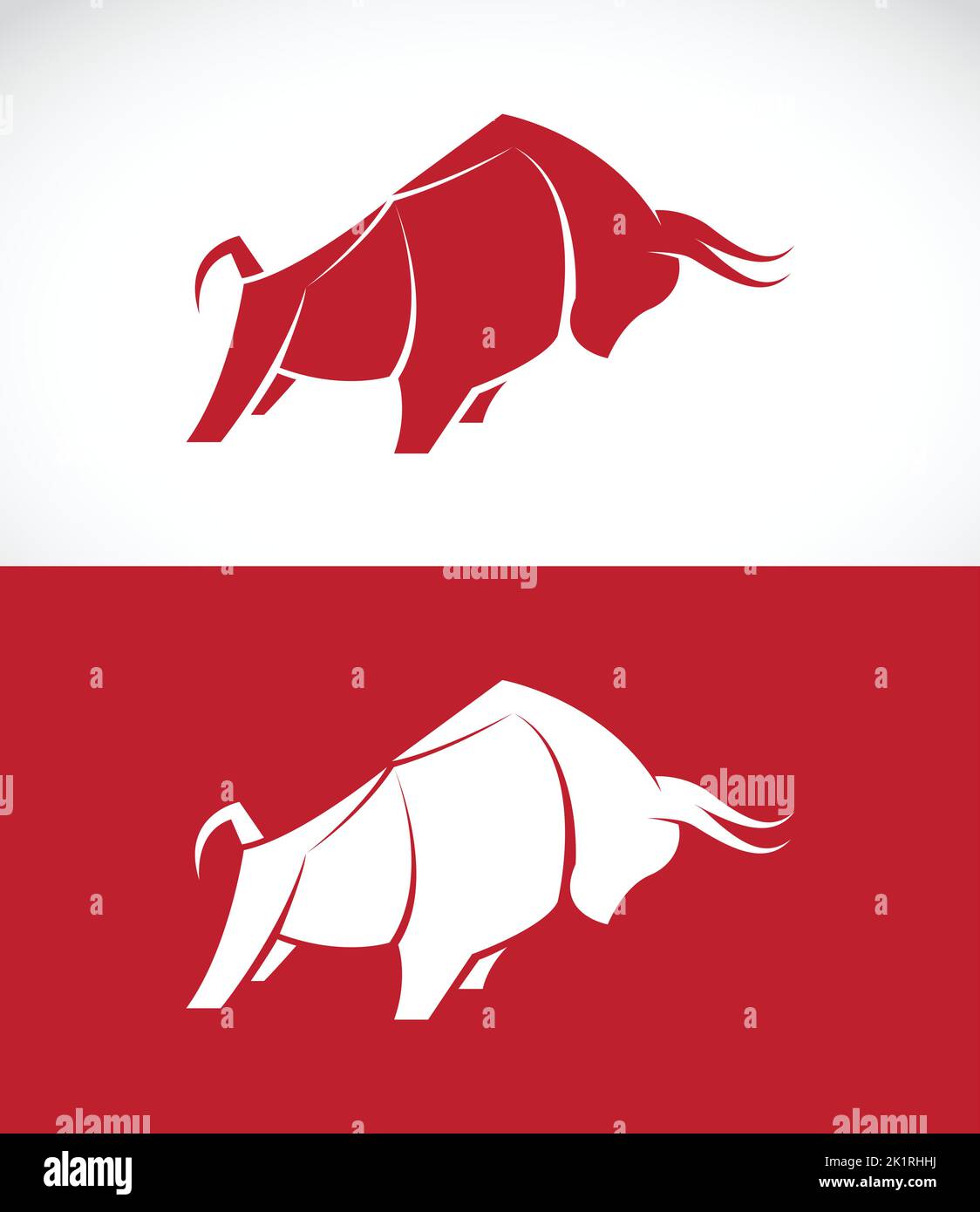 Vector image of bull design on white background and red background, Logo, Symbol Easy editable layered vector illustration. Wild Animals. Stock Vector