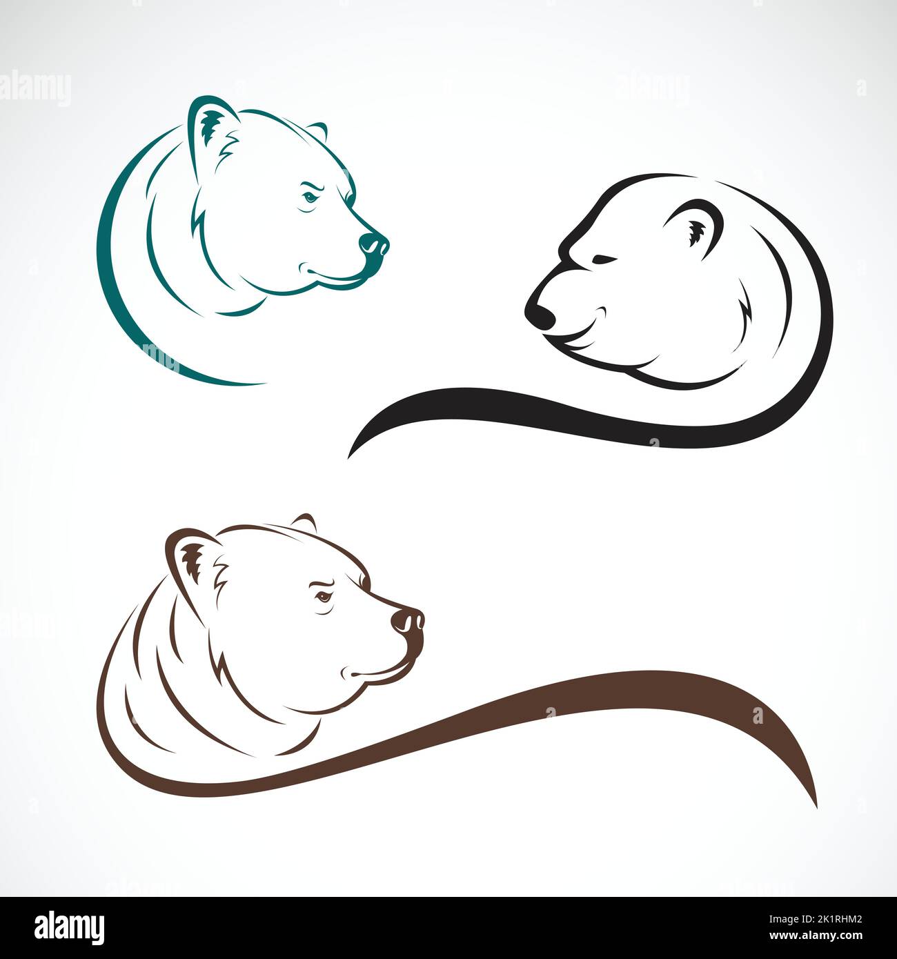 Group of bear head design on white background., Wild Animals. Easy editable layered vector illustration. Stock Vector