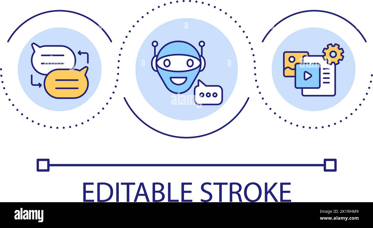 Chatbots in content making loop concept icon Stock Vector