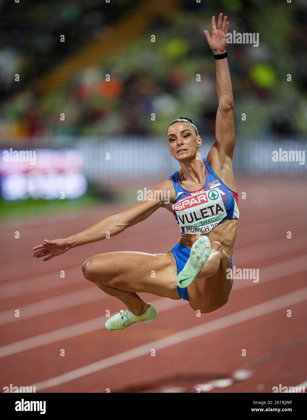 Ivana Spanovic participating in the long jump of the European Athletics Championships in Munich