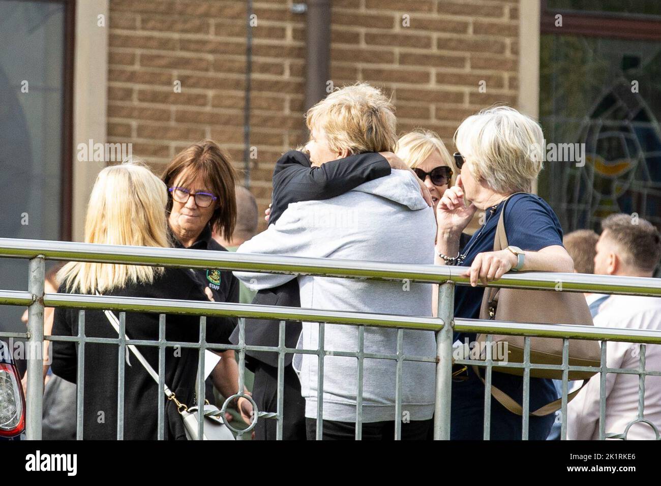 Mourners at the funeral mass of Hollie Thomson at St Michael's Church, west Belfast. Picture date: Tuesday September 20, 2022. Stock Photo