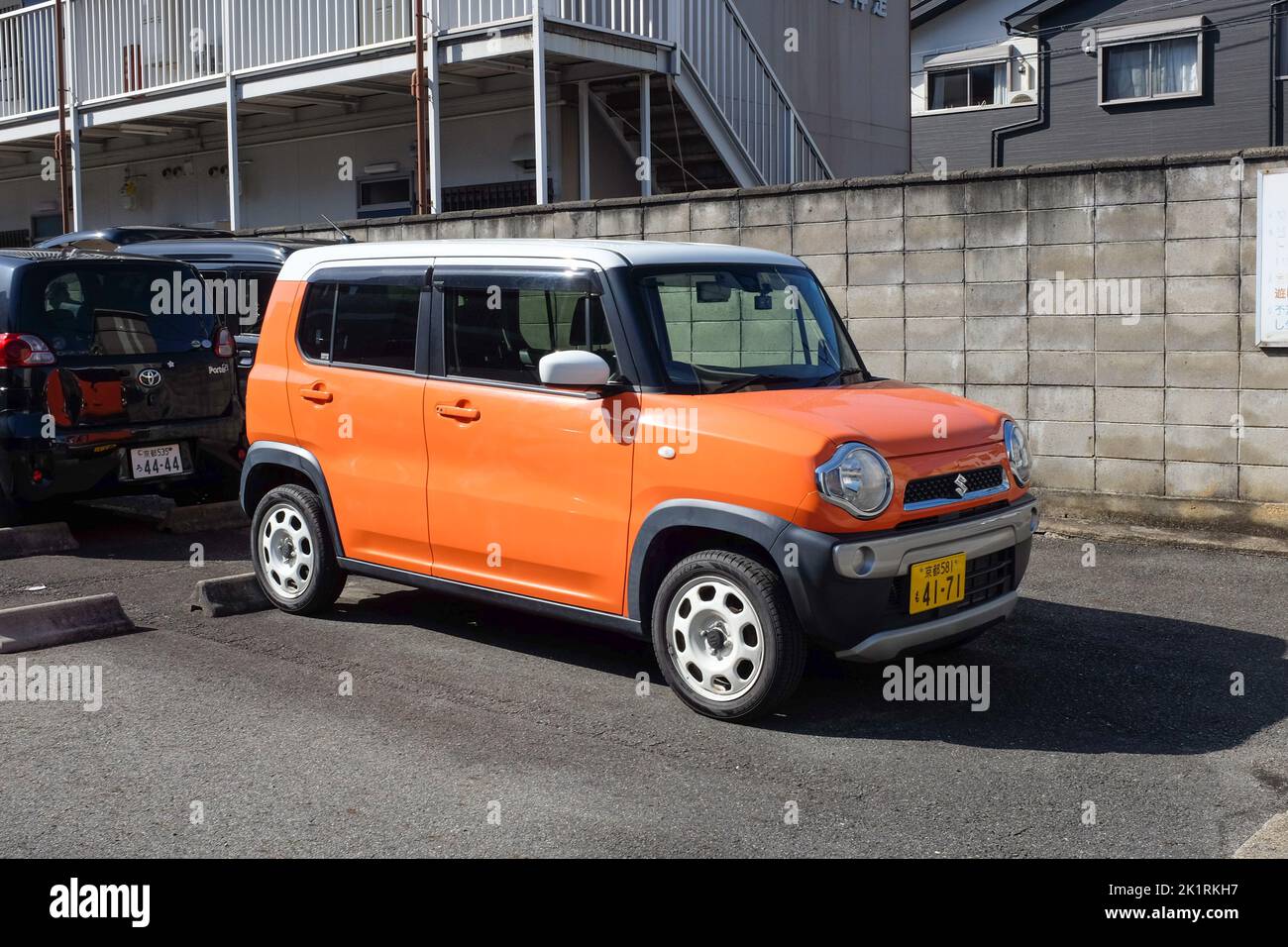 A so-called 'Kei' car, a category of small Japanese vehicles that are cheaper to run thanks to their small engines and cheaper automobile tax rates. Stock Photo