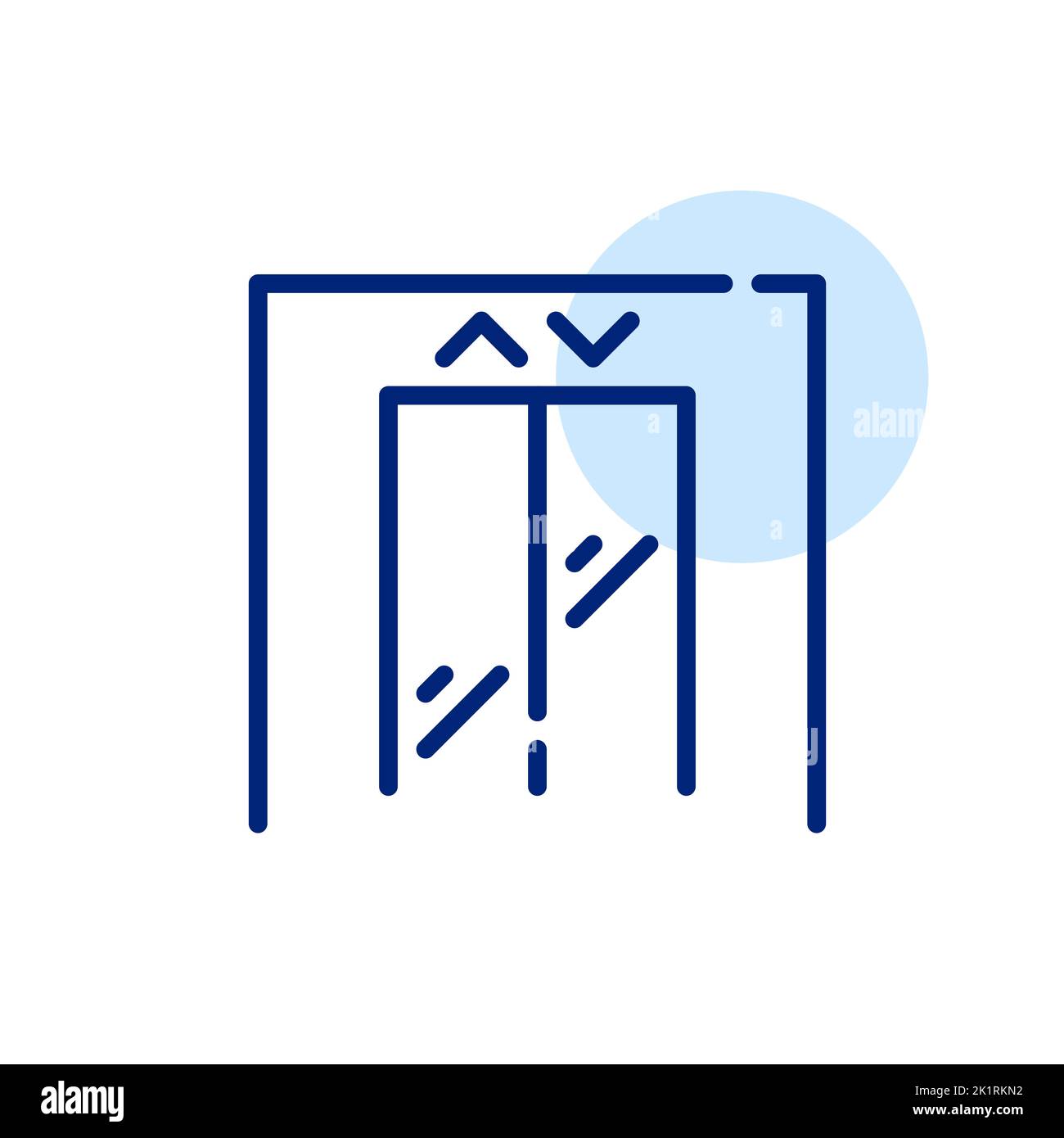Elevator with up and down arrows. Pixel perfect, editable stroke line icon Stock Vector