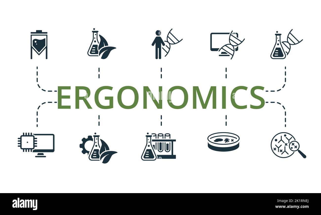 Ergonomics set icon. Editable icons ergonomics theme such as human