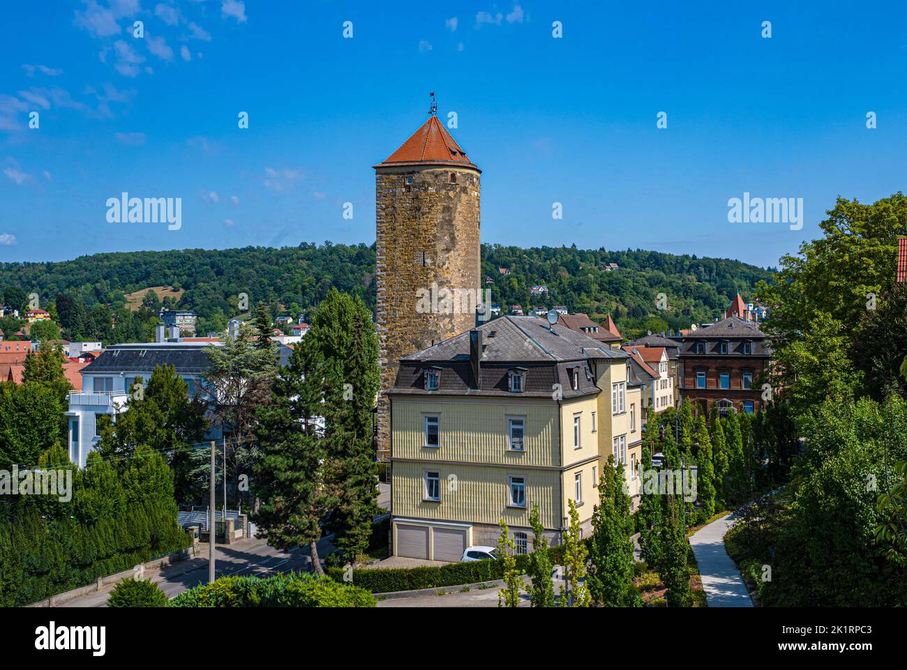 King tower (Königsturm) Fortification of the old city wall, Schwäbisch Gmünd, Baden Württemberg, Germany Stock Photo