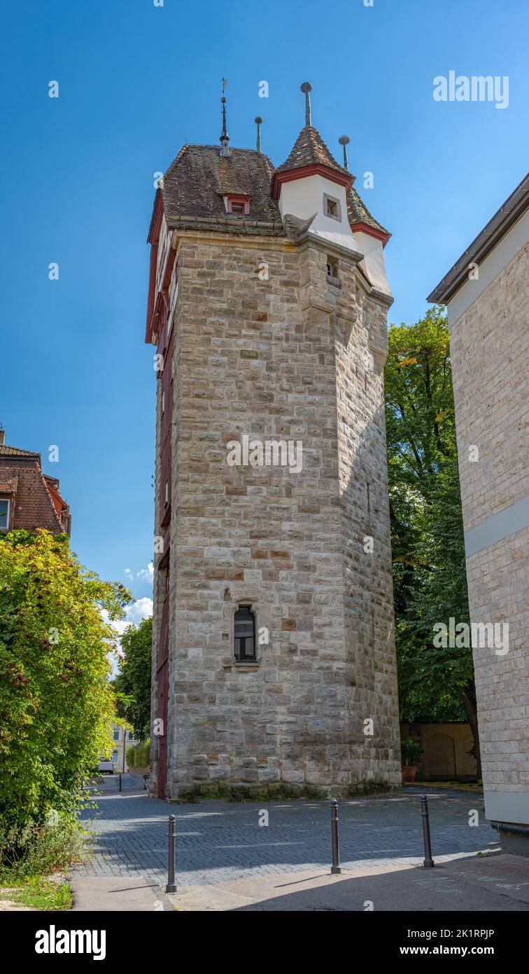 Five button tower (Fünfknopfturm), Schwäbisch Gmünd, Baden Württemberg, Germany Stock Photo