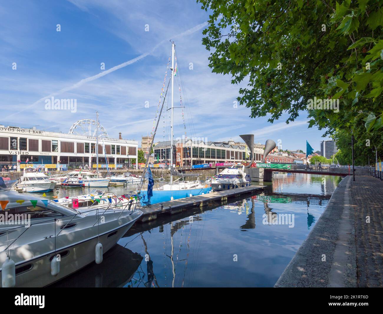 Pleasure boats in the floating harbour at St Augustine’s Reach for the Bristol Harbour Festival in the summer of 2022, England, UK. Stock Photo