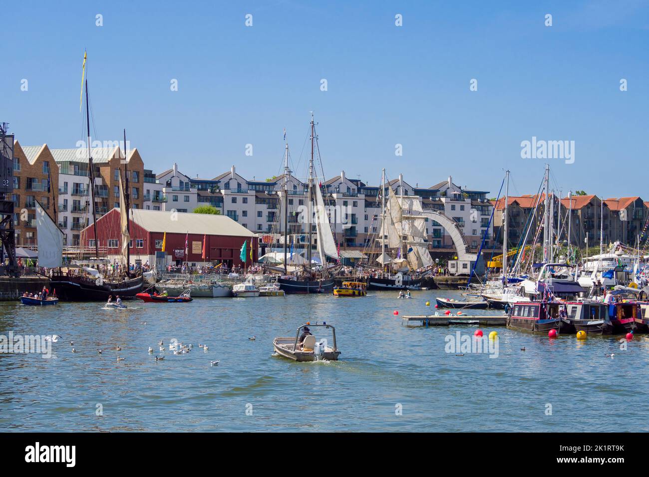Pleasure boats in the Bristol floating harbour for the Bristol Harbour Festival in the summer of 2022, England, UK. Stock Photo