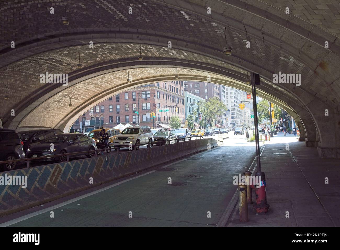 New York, NY, USA Sept 20, 2022 First Avenue traffic and the bike