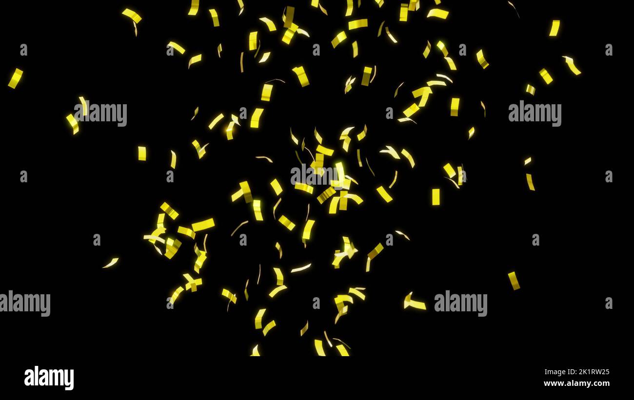 gold confetti explode for celebration concepts. Stock Photo