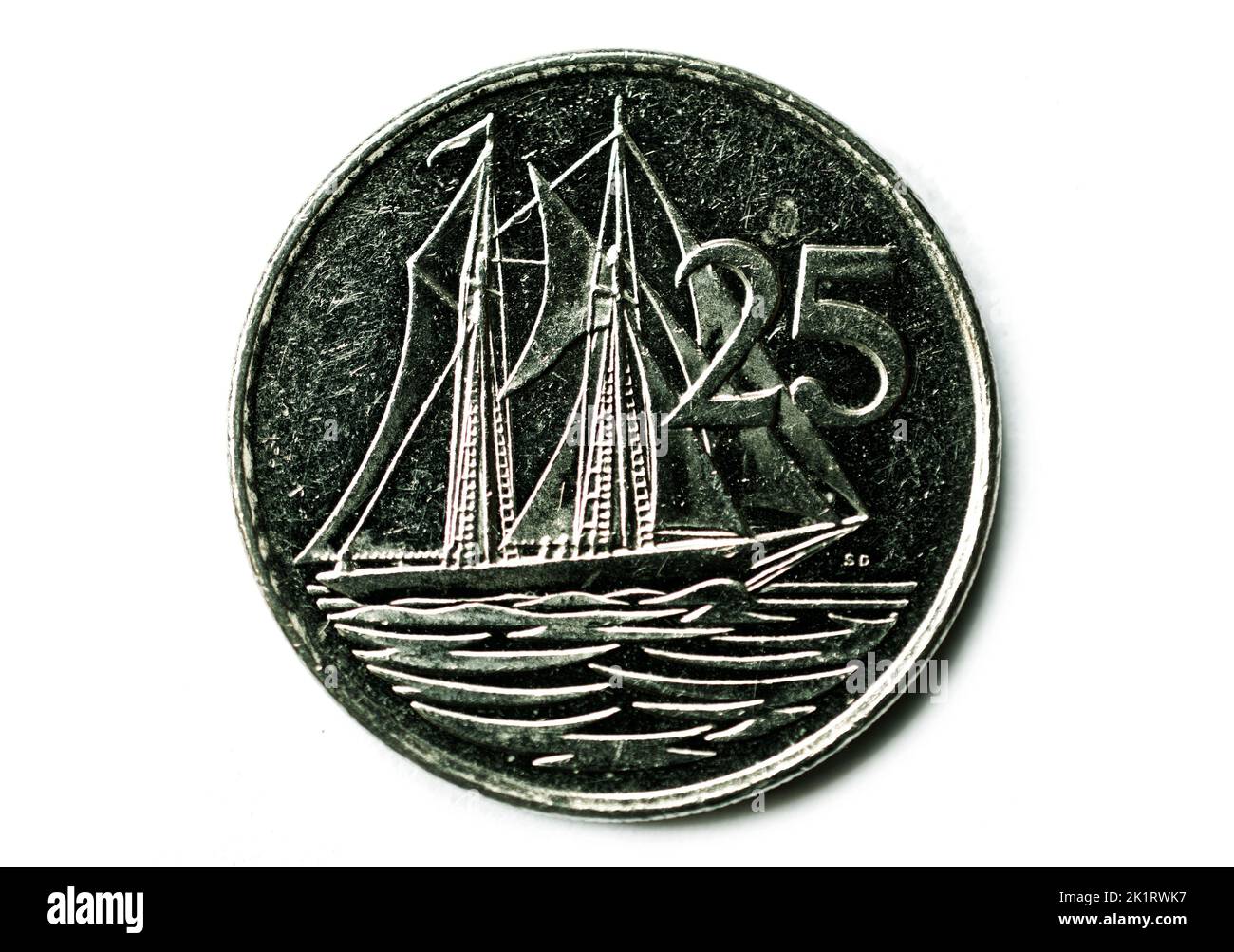 Photo coins Cayman islands,1990, 25 Cents Stock Photo
