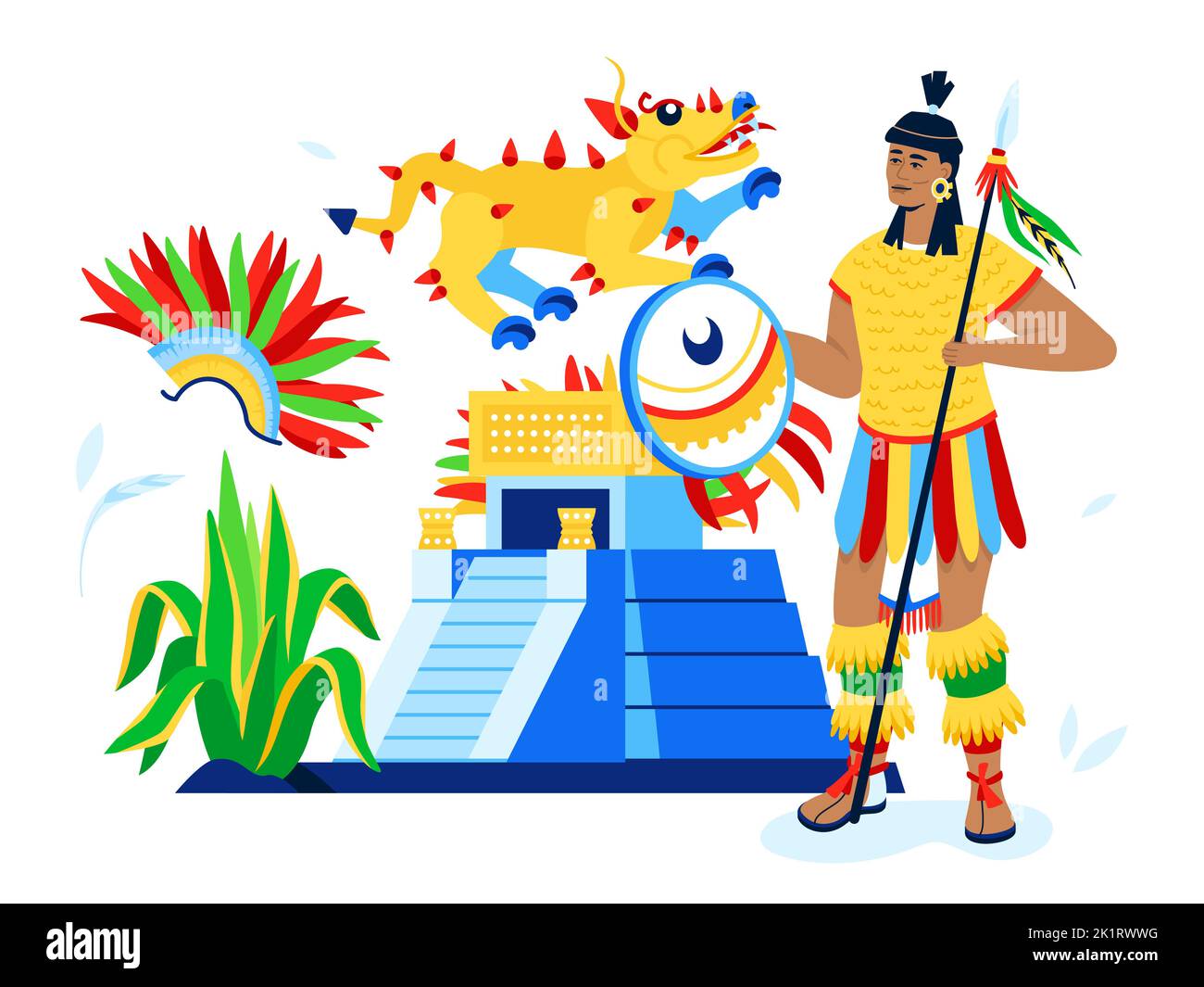 Life of the Maya civilization - modern colored vector poster Stock Vector