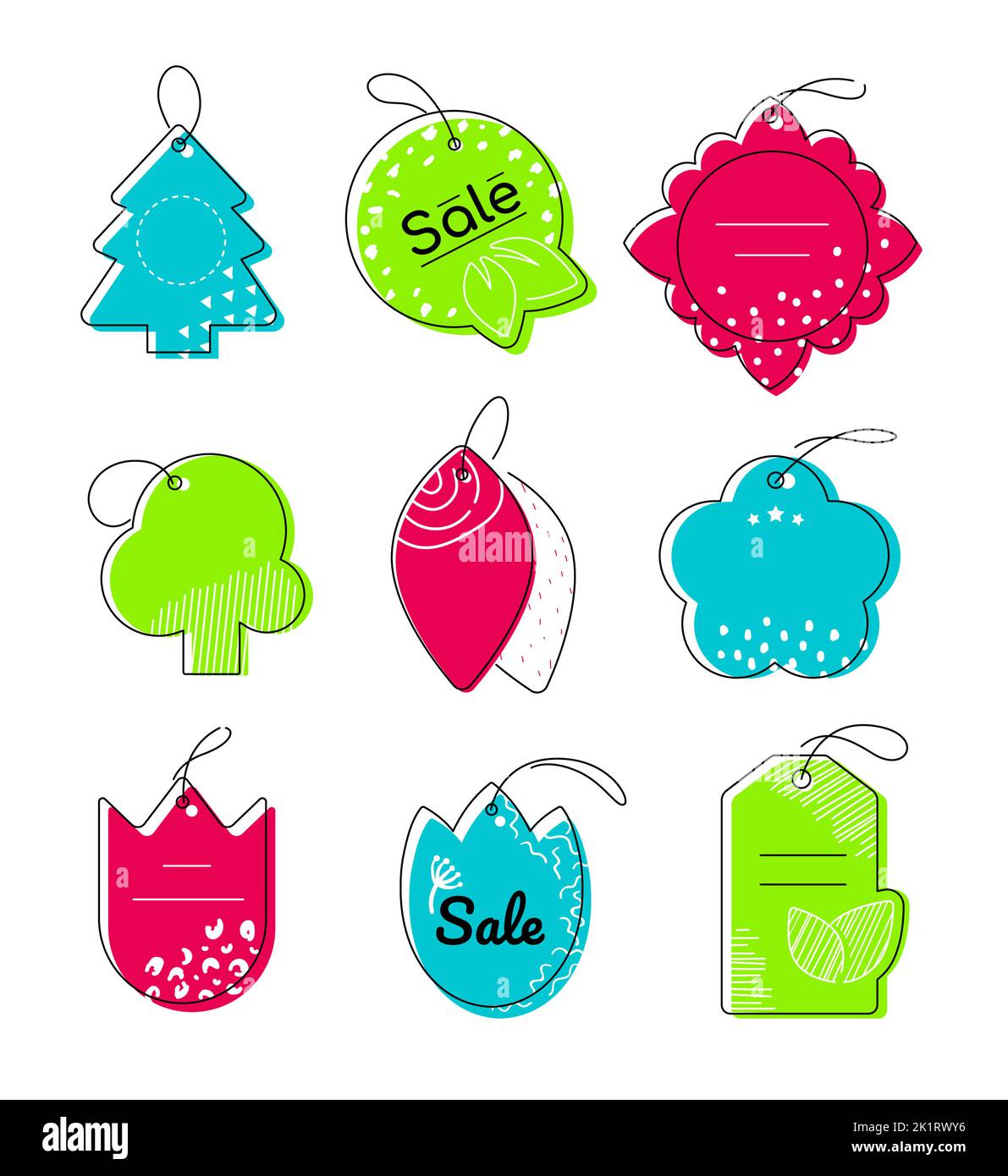 Price tag and sale - line design style illustration set Stock Vector