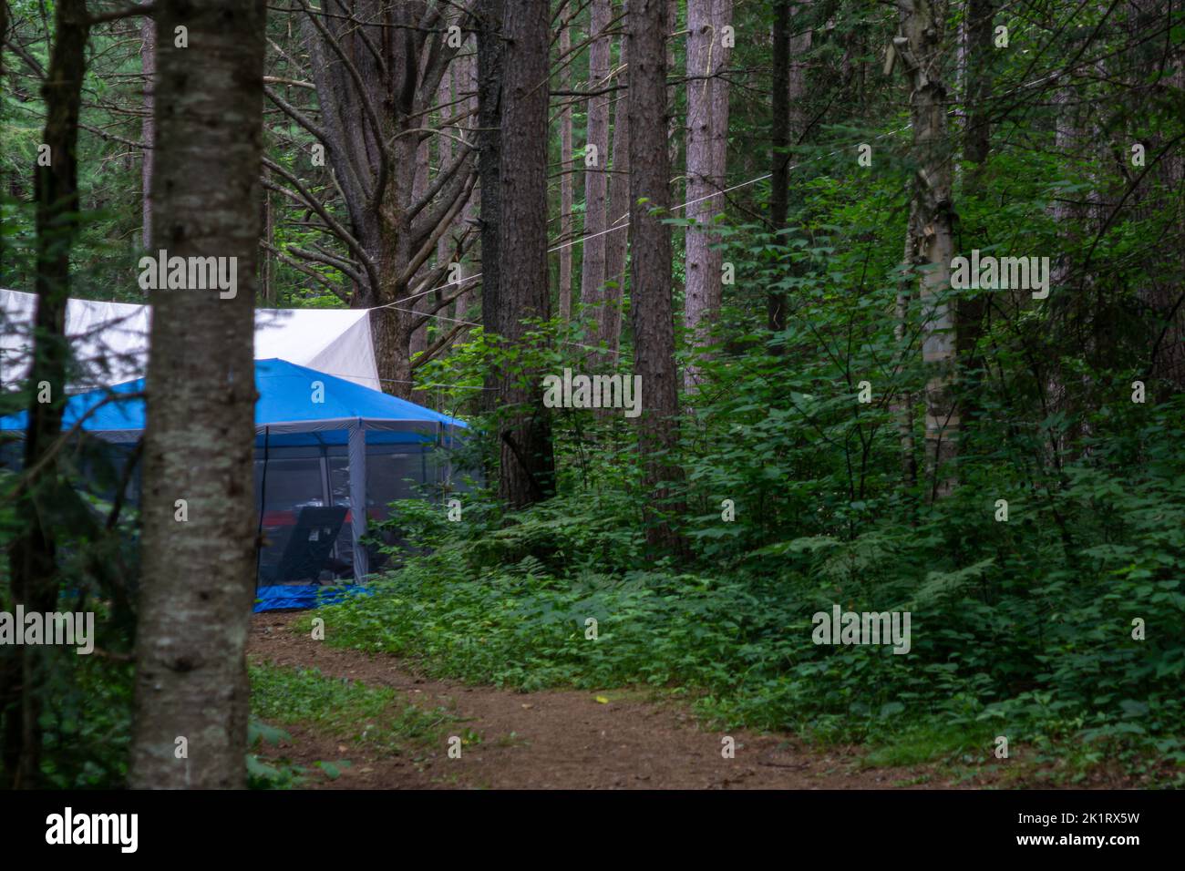 Tent camping in Arrowhead provincial nature park in Huntsville, Ontario