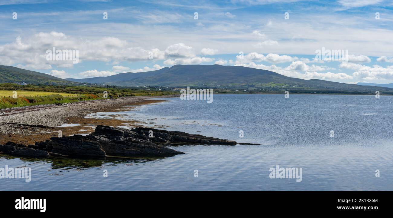 coastal landscape view on the Iveragh Peninsula on the Ring of Kerry near Renard Point Stock Photo