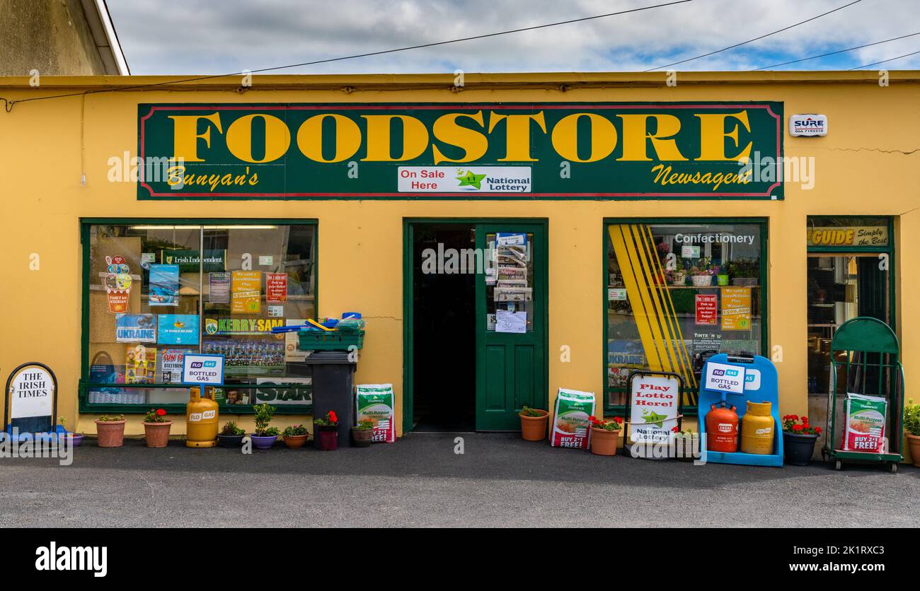 Ballybunion, Ireland - 5 August, 2022: colorful house front of a rural country store in Western Ireland Stock Photo