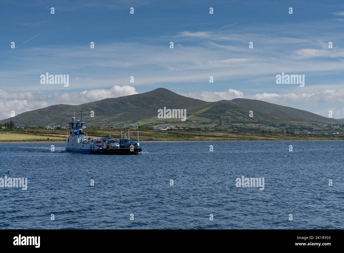 Renard Point, Ireland - 8 August, 2022: view of the Valentia Island Ferry crossing from Renard Point to Knight's Town in County Kerry of western Irela Stock Photo