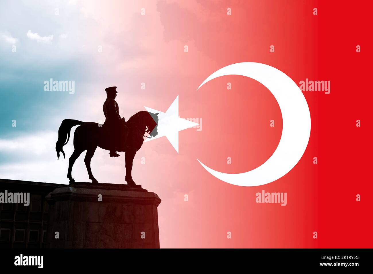 Ataturk and Turkish Flag. 29th october or 29 ekim cumhuriyet bayrami background photo. Stock Photo