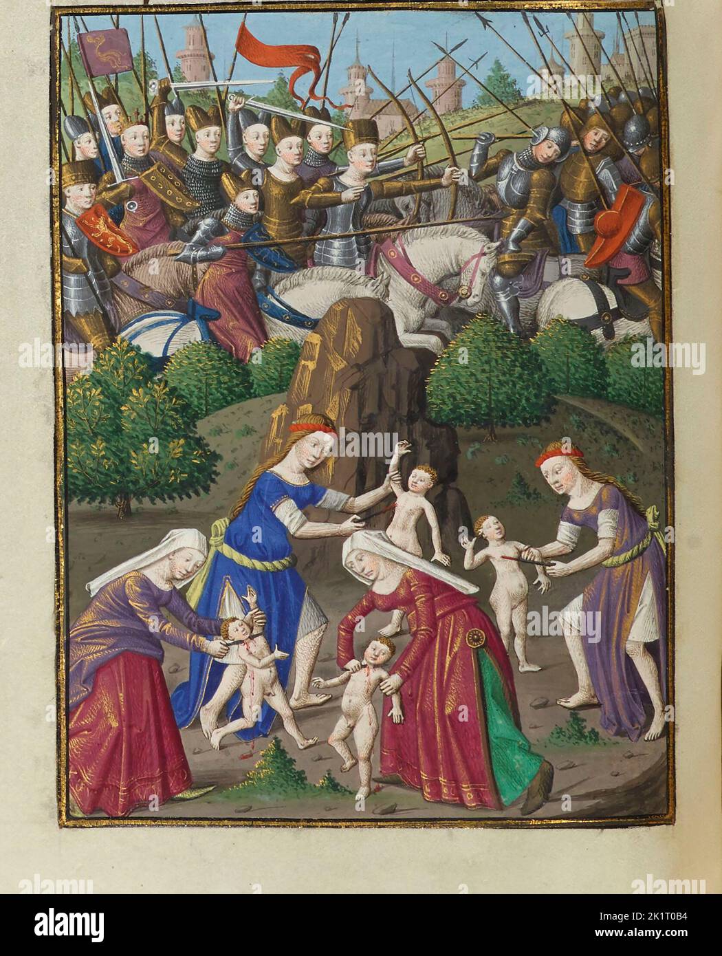 Amazons in battle. From Speculum historiale by Vincent de Beauvais