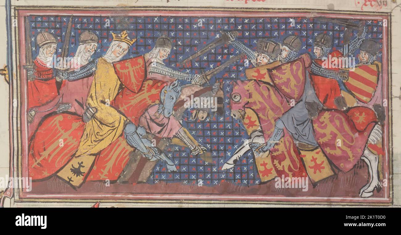 Amazons in battle. From Speculum historiale by Vincent de Beauvais