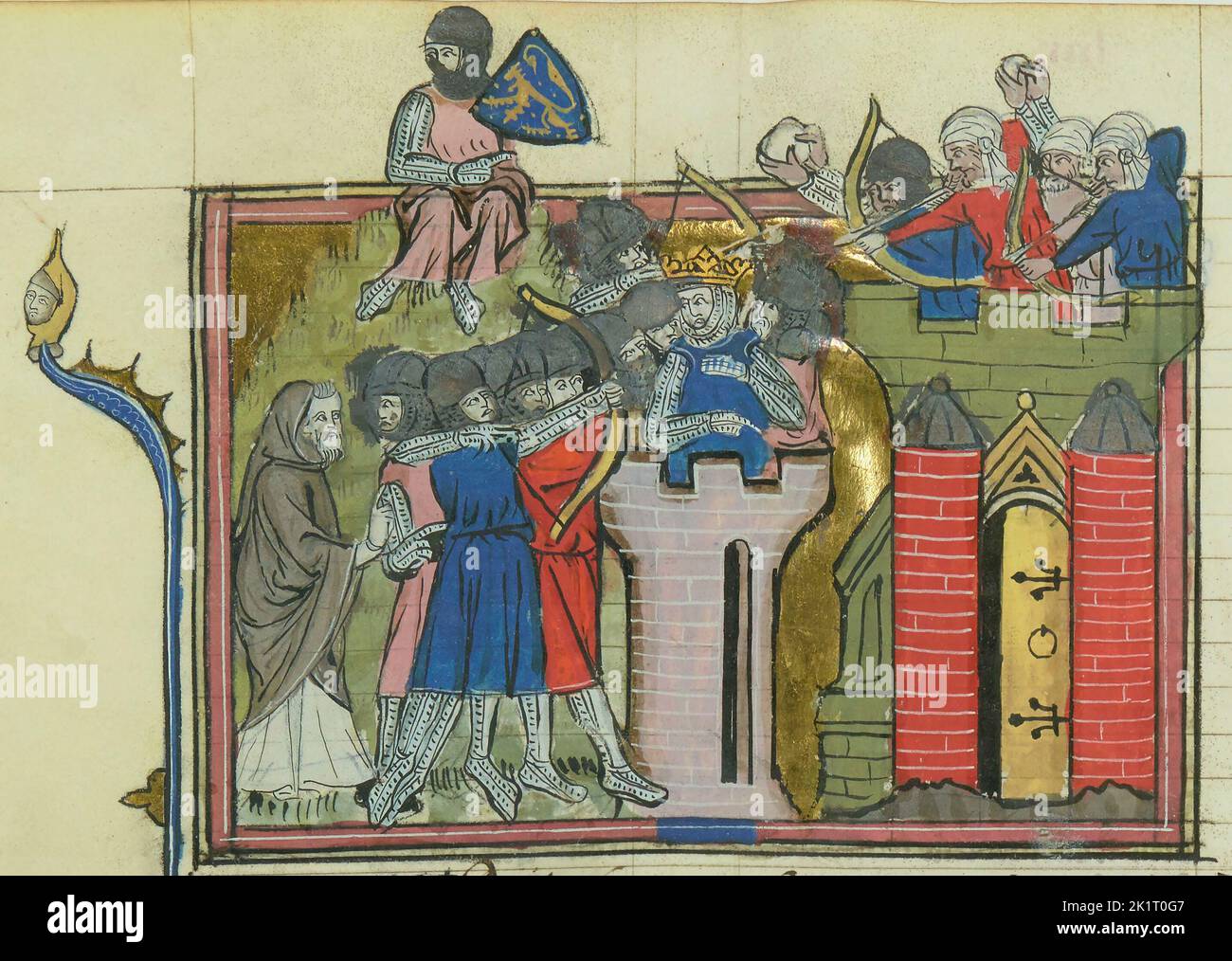 The Siege of Jerusalem, 1099 (From 'Li rommans de Godefroy de Buillon et de Salehadin'). Museum: BIBLIOTHEQUE NATIONALE DE FRANCE. Author: Maître de Fauvel. Stock Photo
