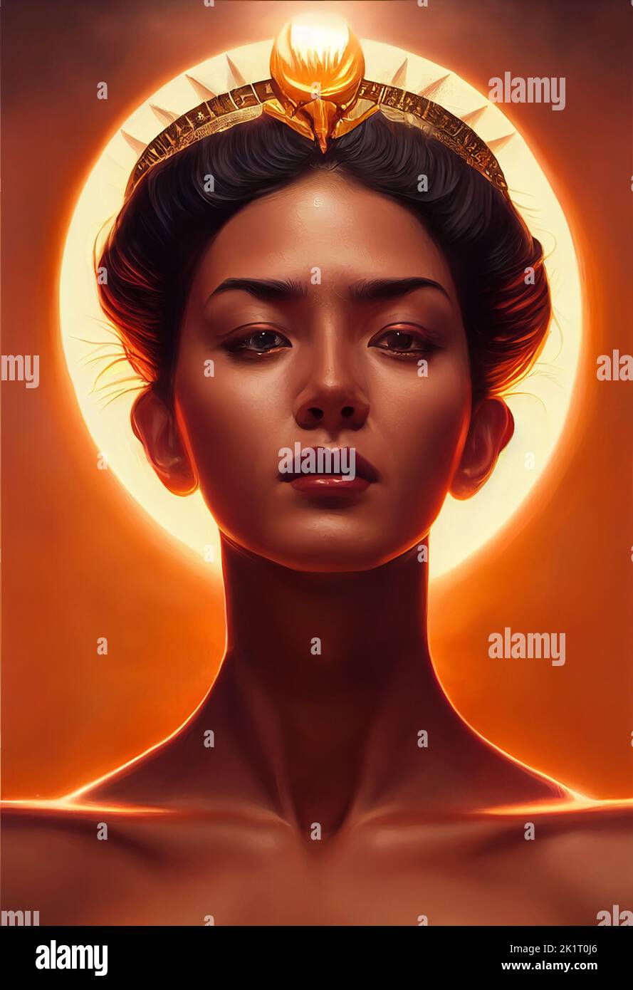 A vertical 3D Illustration of a sun goddess Stock Photo Alamy