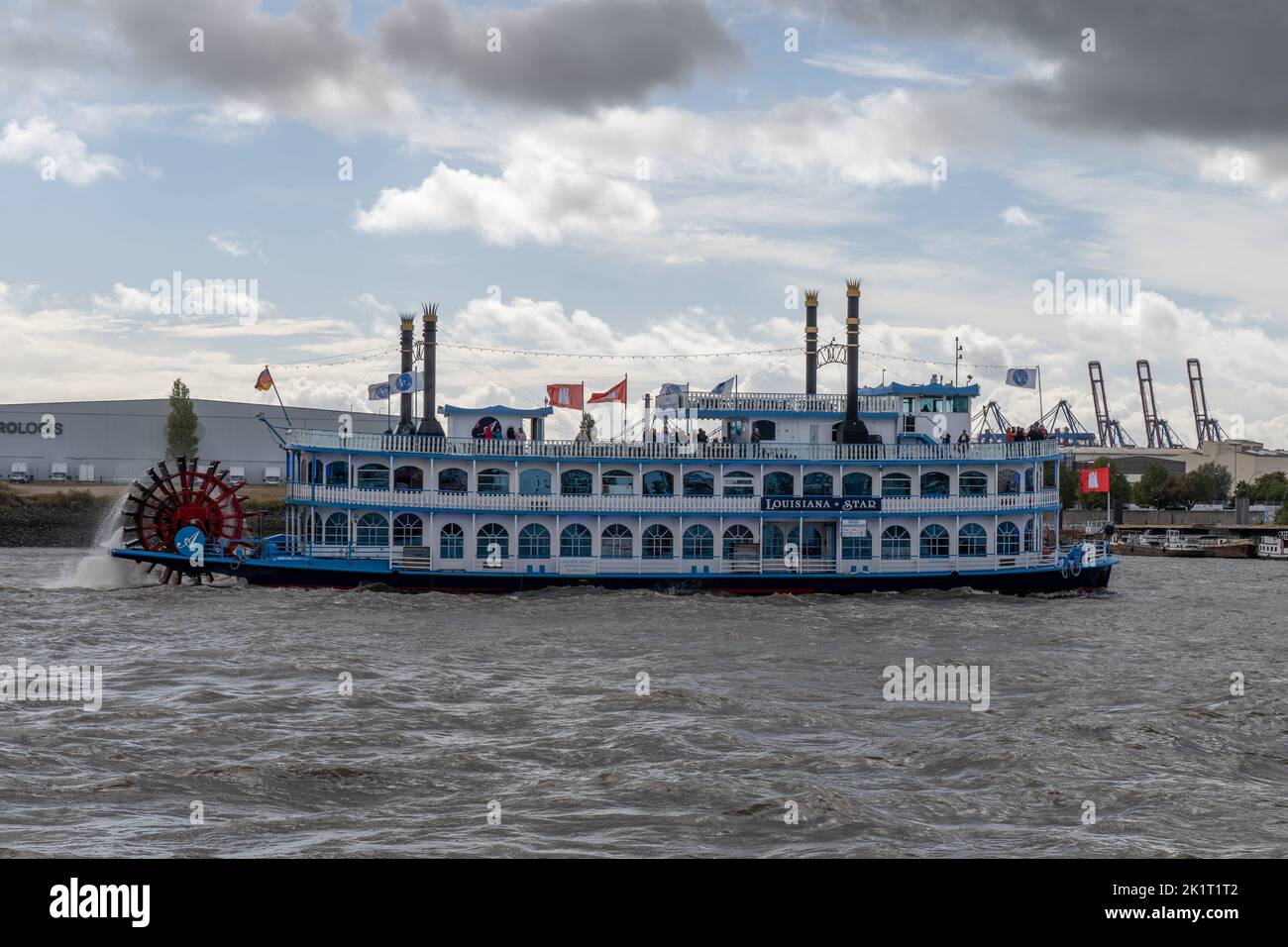 paddle wheel steamer, Hamburg, Hafen, Harbour, 833. Hafengeburtstag, Anniversary, Schiffe, Ship, Elbe, Wasser, Fluss, River, Stock Photo