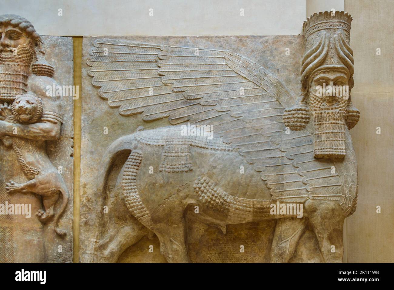 Famous ancient lion assyrian sculpture at museum Stock Photo