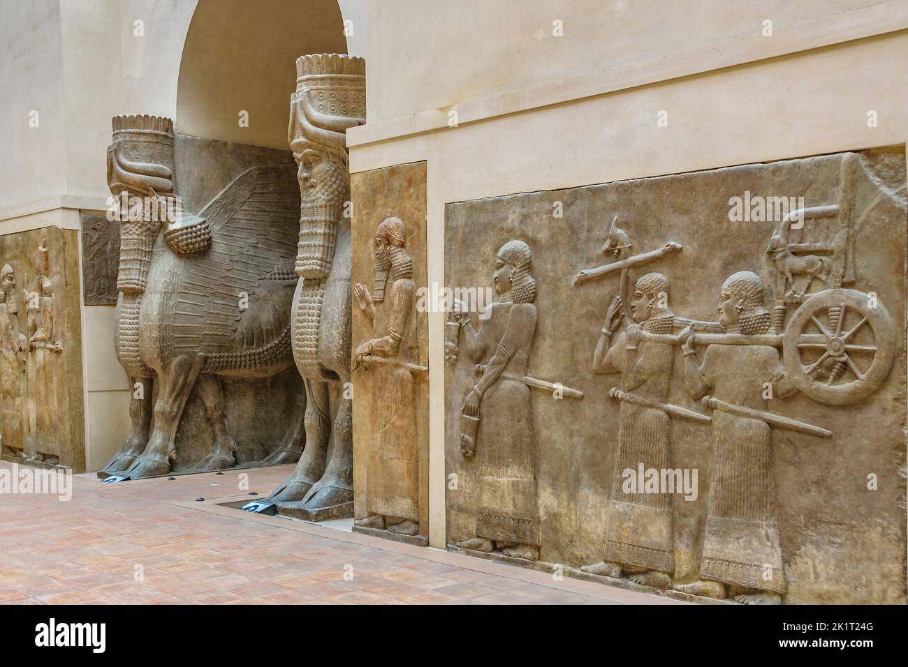 Famous ancient assyrian art sculptures at museum Stock Photo