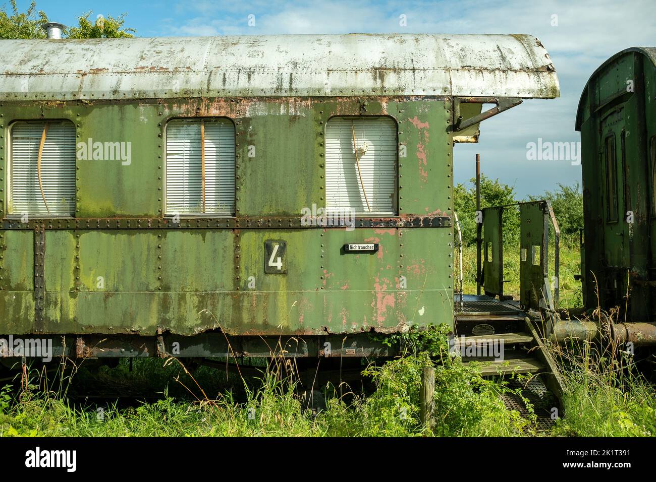 An old train wagon in a train museum Stock Photo