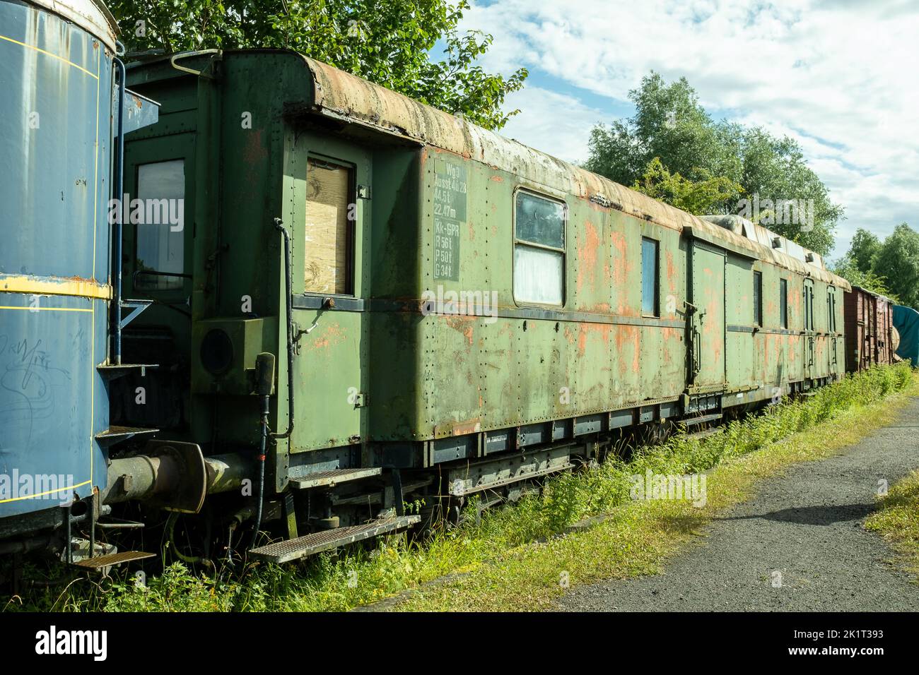 An old train wagon in a train museum Stock Photo
