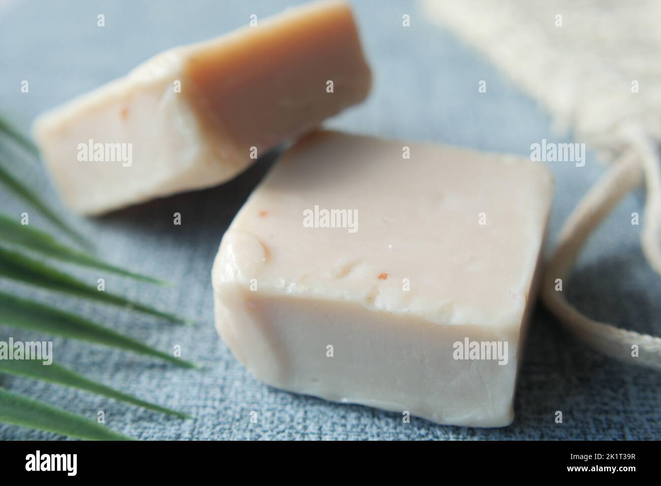 Homemade natural soap bar on black background Stock Photo Alamy