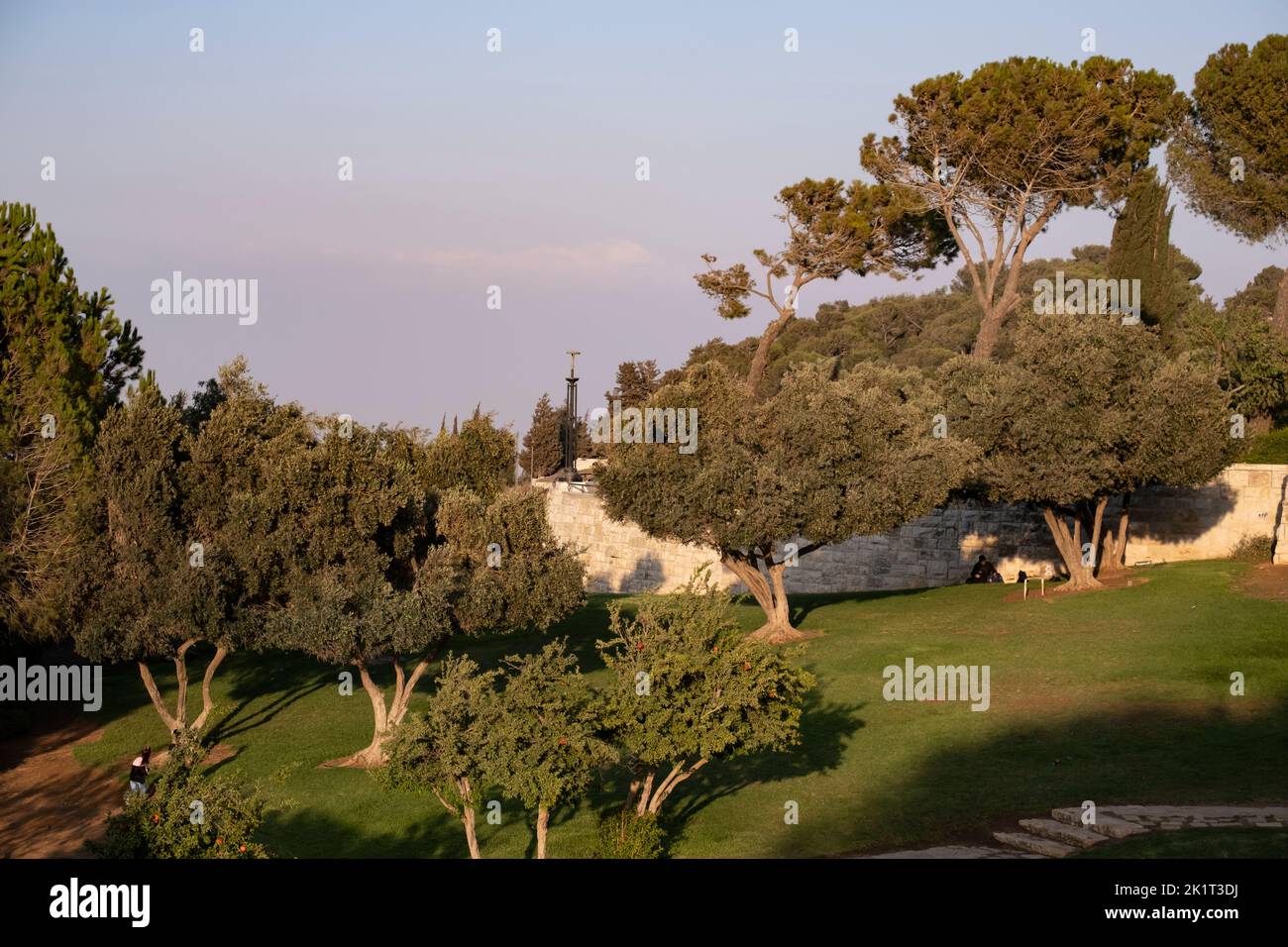 The park beneath the Tayelet Haas Promenade in Jerusalem Israel Stock Photo