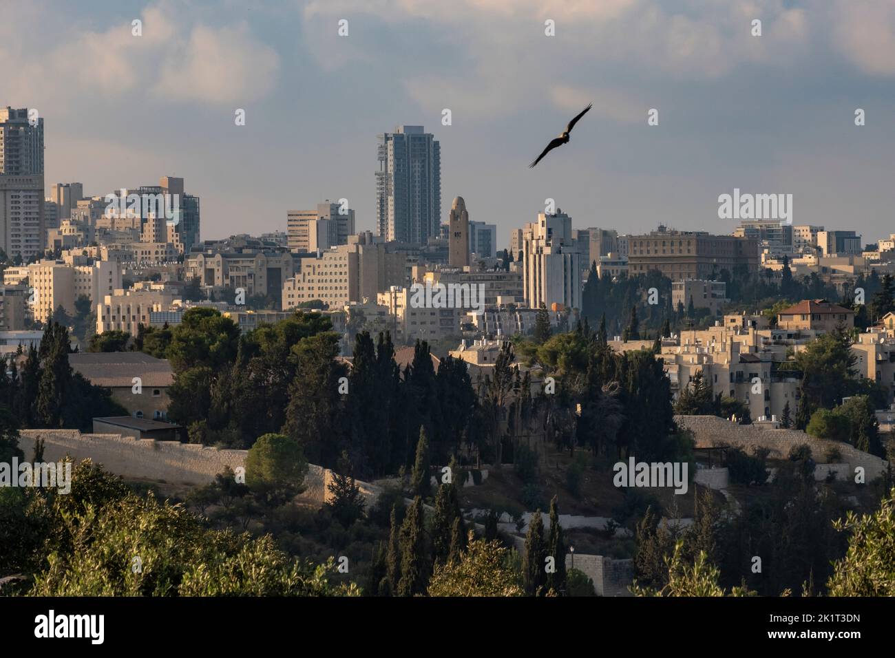 View of the skyline of West Jerusalem in Israel Stock Photo