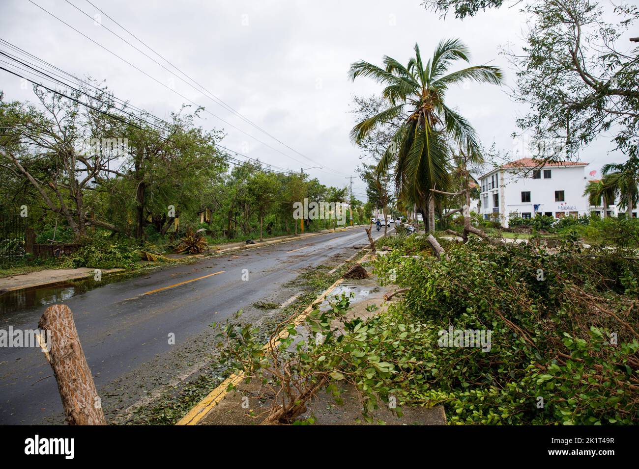19.09.2022 Dominican Republic Punta Cana Bavaro. Consequences of Hurricane Fiona. Stock Photo