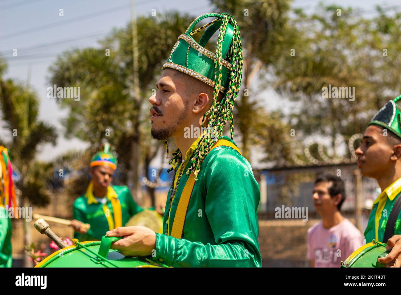 Goiânia, Goias, Brazil – September 11, 2022: Revelers in green clothes ...