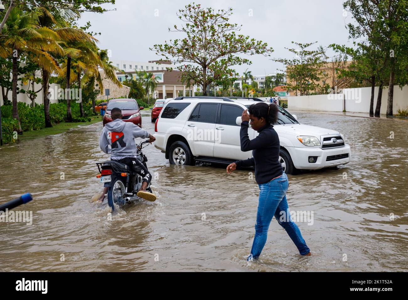 19.09.2022 Dominican Republic Punta Cana Bavaro. Consequences of Hurricane Fiona. Stock Photo