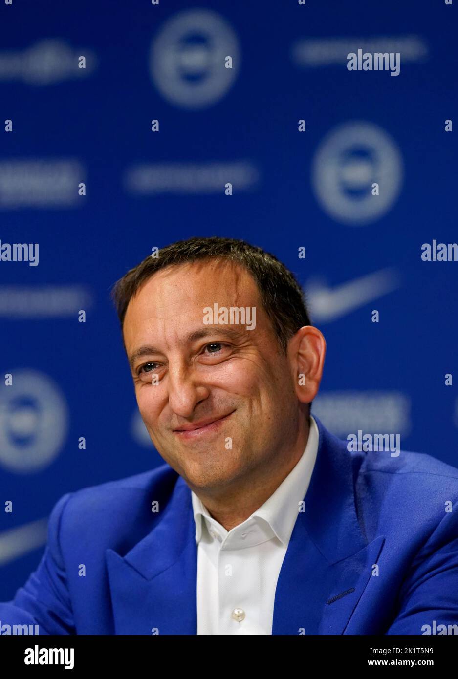 Brighton and Hove Albion owner and chairman Tony Bloom during the press conference at the American Express Elite Football Performance Centre, Brighton. Picture date: Tuesday September 20, 2022. Stock Photo