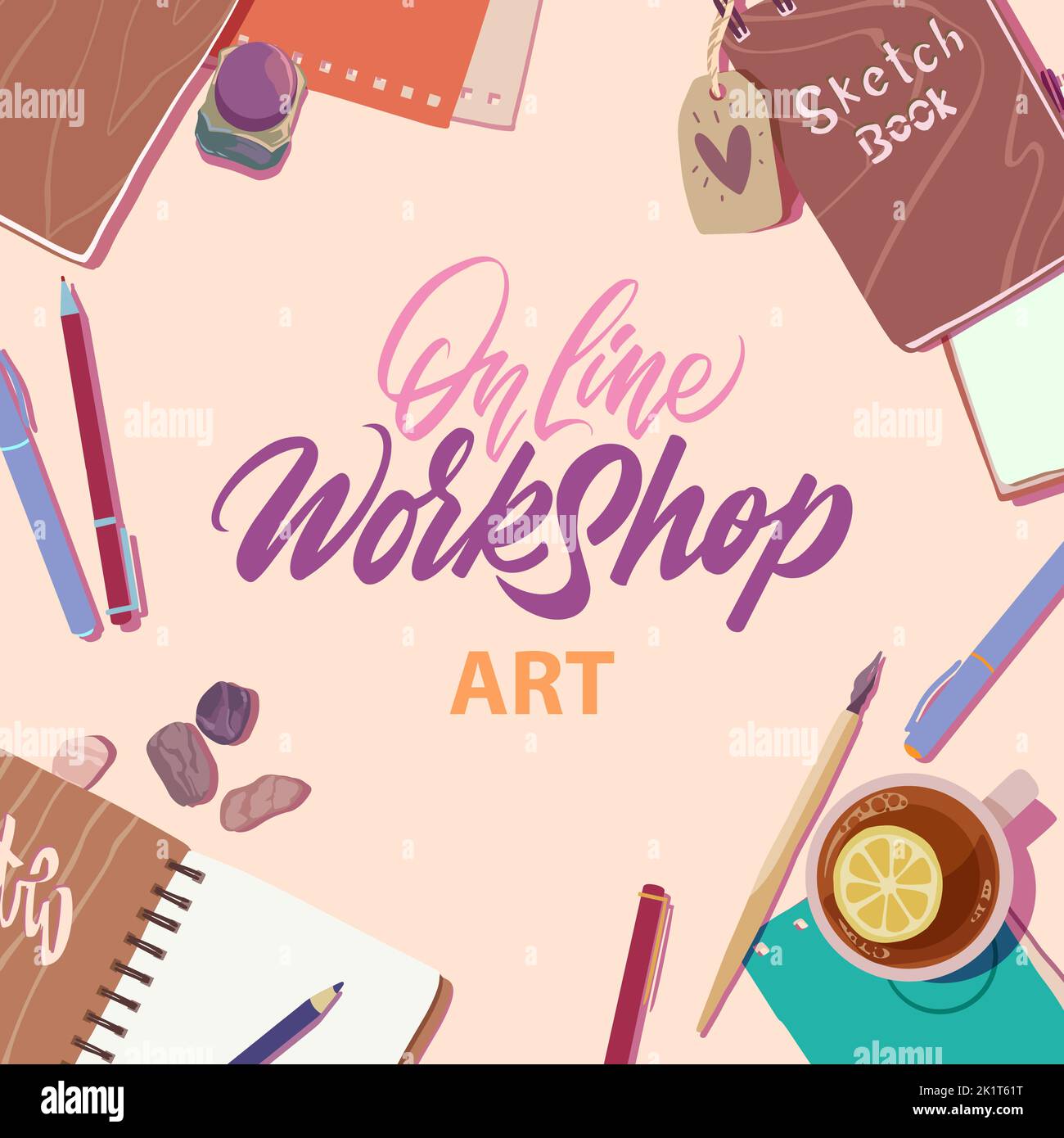 Online seminar concept in flat style for print and design. Vector ...