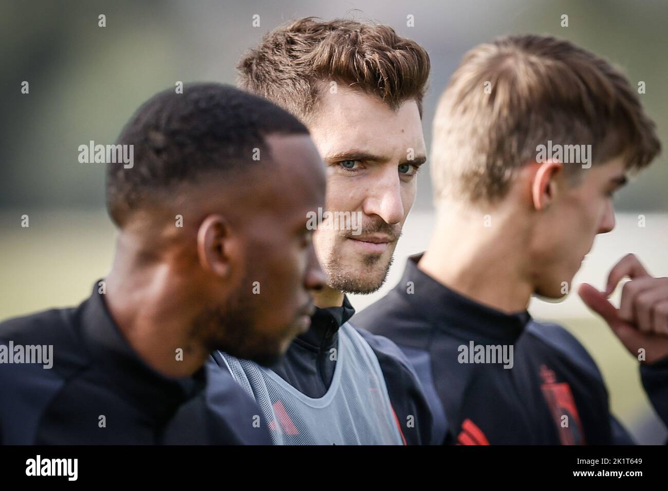Tubize, Belgium, 20/09/2022, Belgium's Thomas Meunier pictured during a training session of the Belgian national soccer team the Red Devils, Tuesday 20 September 2022, in Tubize, in preparation of the Nations League matches against the Netherlands and Wales. BELGA PHOTO BRUNO FAHY Stock Photo