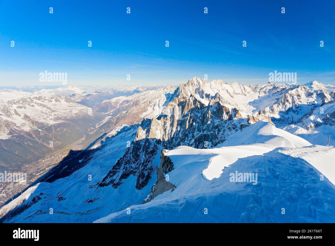 The Aiguille du Midi (3,842 m), mountain in the Mont Blanc massif, french Alps, France Stock Photo