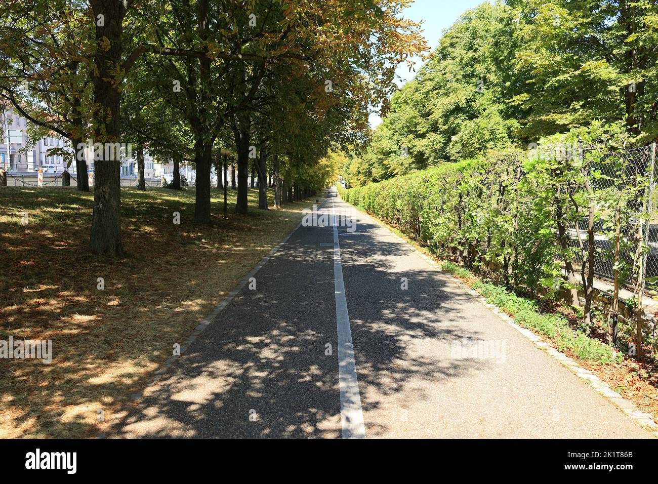 Bike lane next to the federal highway 27 in Ludwigsburg in Germany Stock Photo