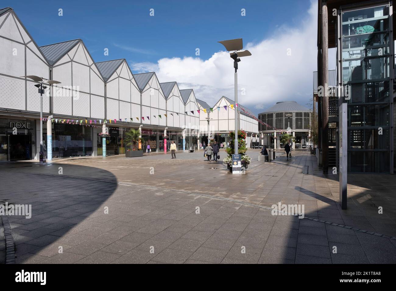 View at the covered Westgate Oxford shopping center with shopping people Stock Photo