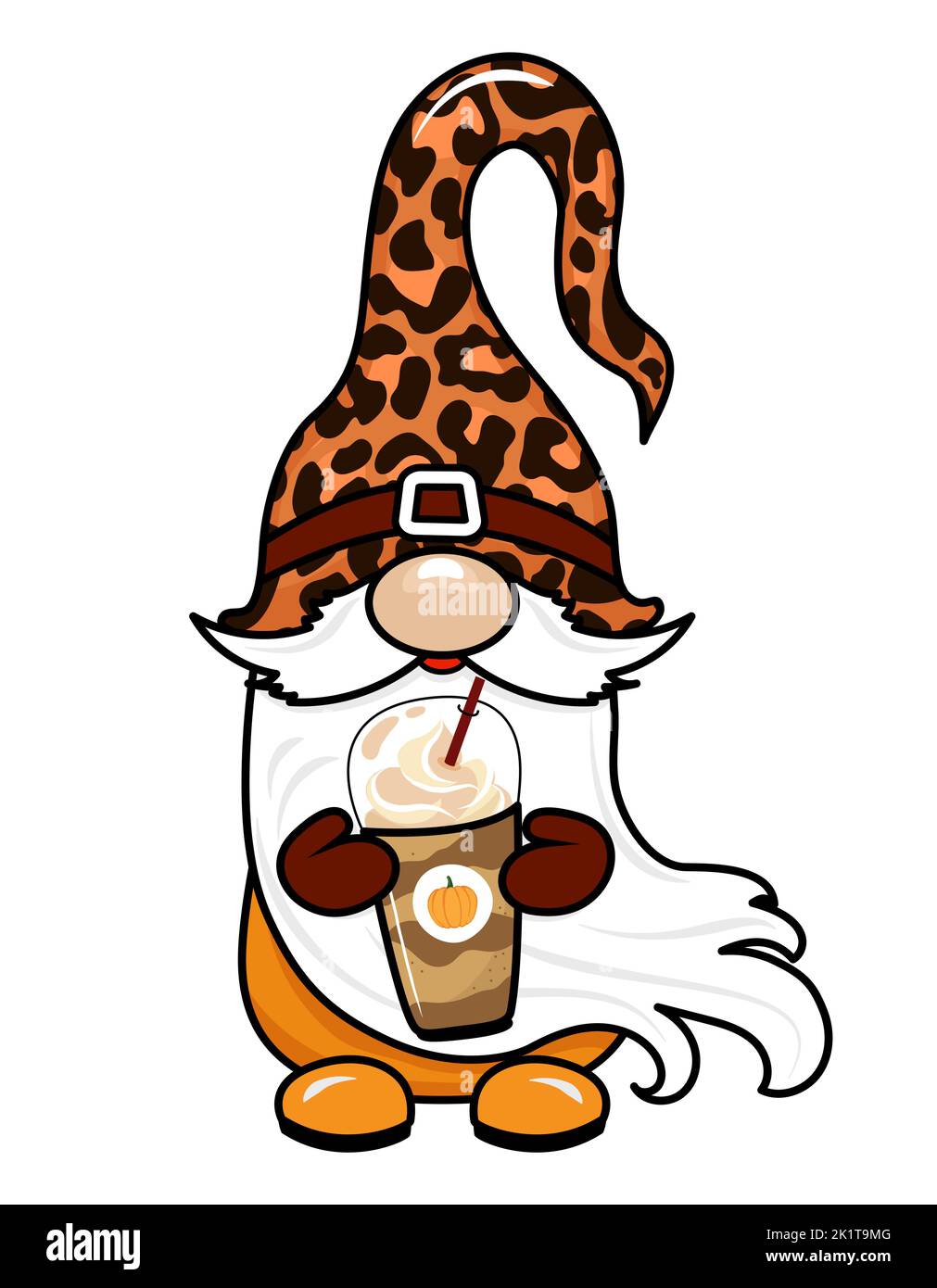 Adorable gnome with pumpkin spice latte Thanksgiving gnome with