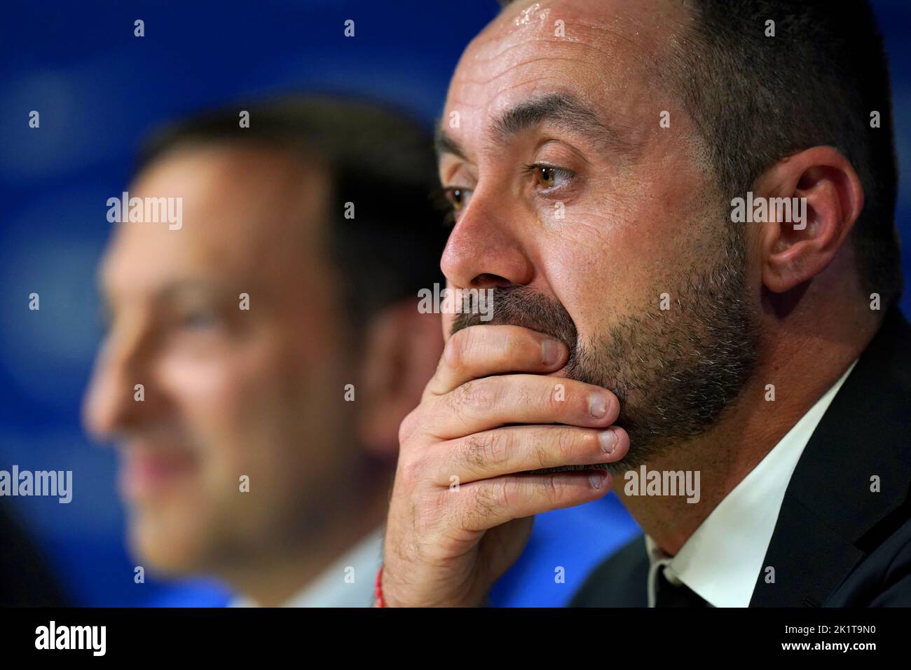 New Brighton and Hove Albion manager Roberto De Zerbi during the press conference at the American Express Elite Football Performance Centre, Brighton. Picture date: Tuesday September 20, 2022. Stock Photo