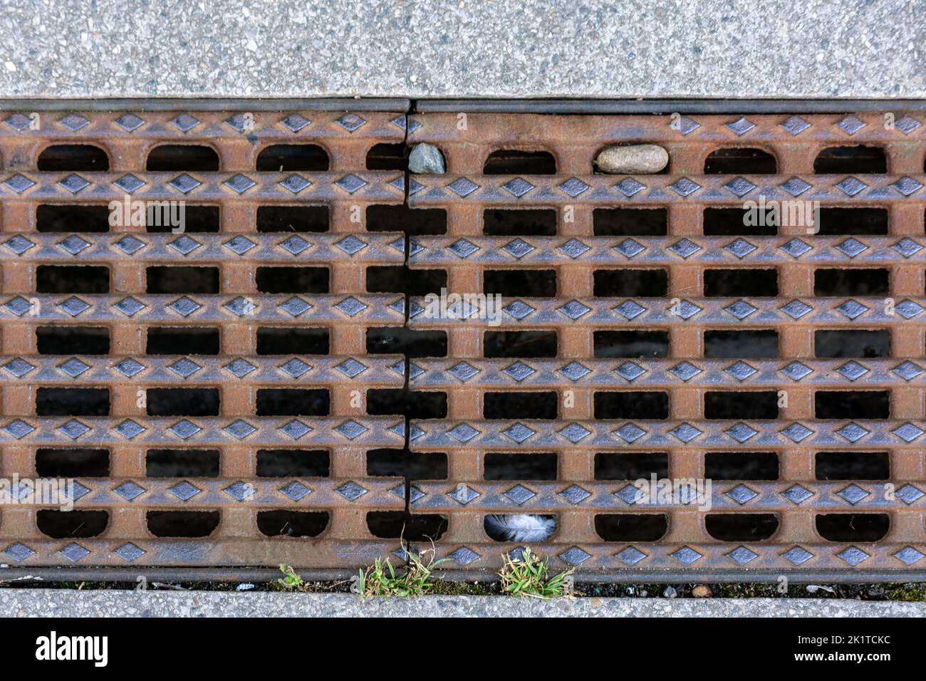 Rusty castiron grate closes a drainage channel on one of Dresden's city streets Stock Photo Alamy