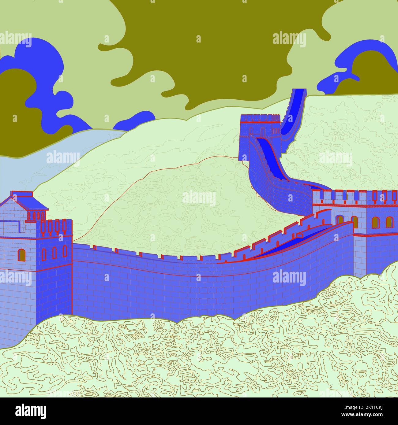 Great Wall Of China Drawing Side View