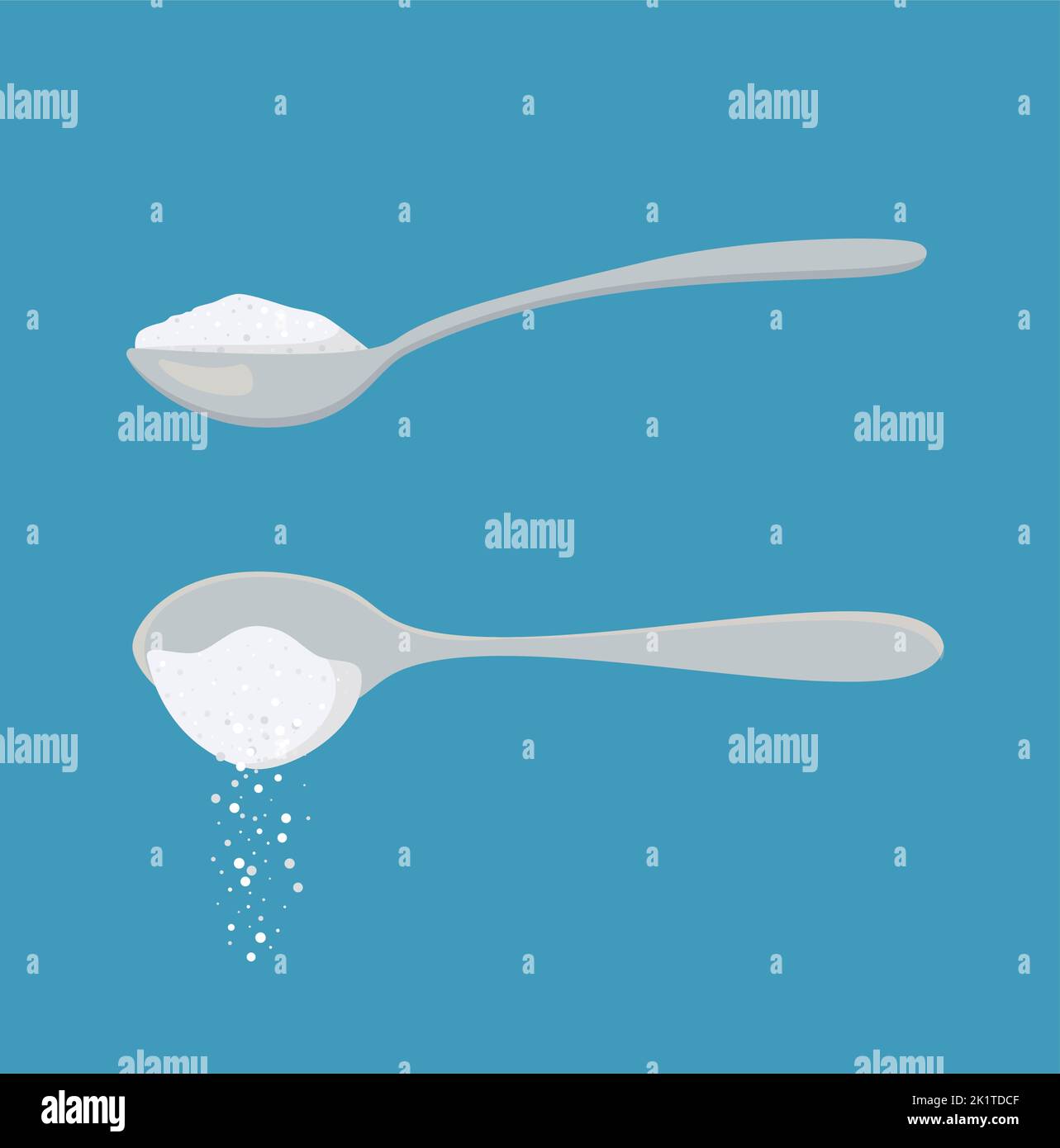 Spoon with sugar salt icon. Teaspoon side view powder for tea or coffee