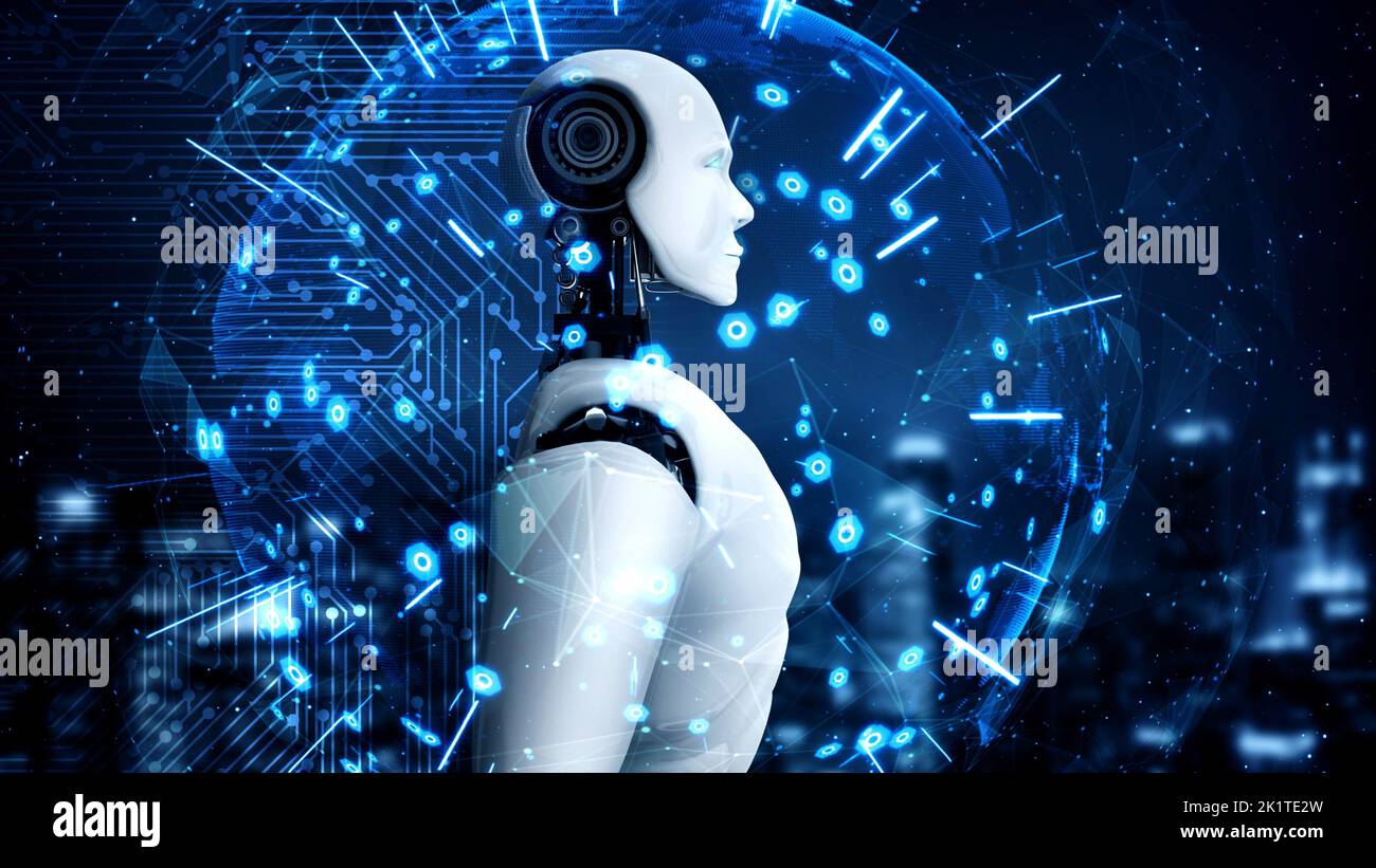 https://c8.alamy.com/comp/2K1TE2W/hominoid-ai-robot-looking-at-hologram-screen-showing-concept-of-communication-5g-network-analytic-using-artificial-intelligence-by-machine-learning-2K1TE2W.jpg