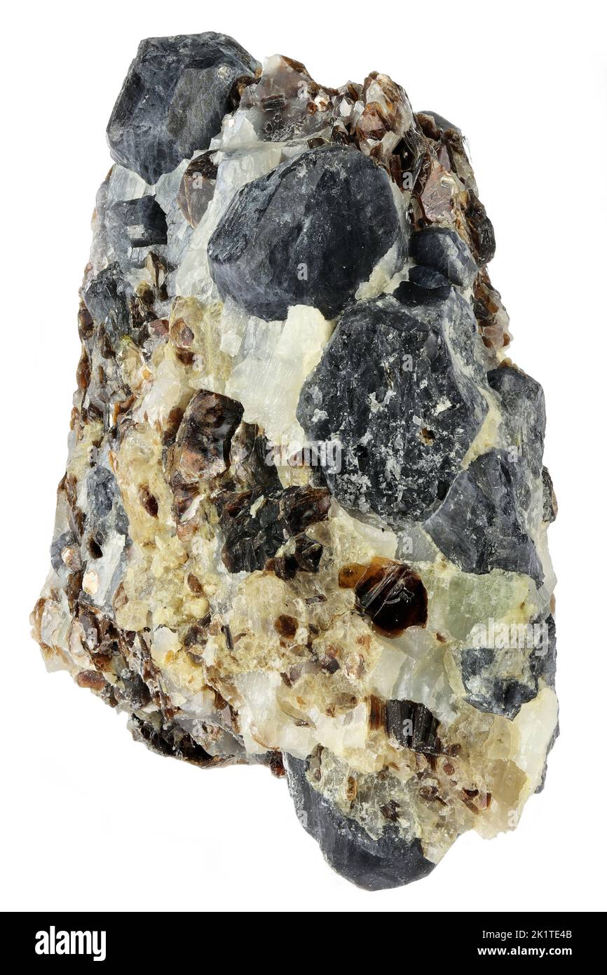 sapphirine on matrix from Betroka, Madagascar isolated on white background Stock Photo